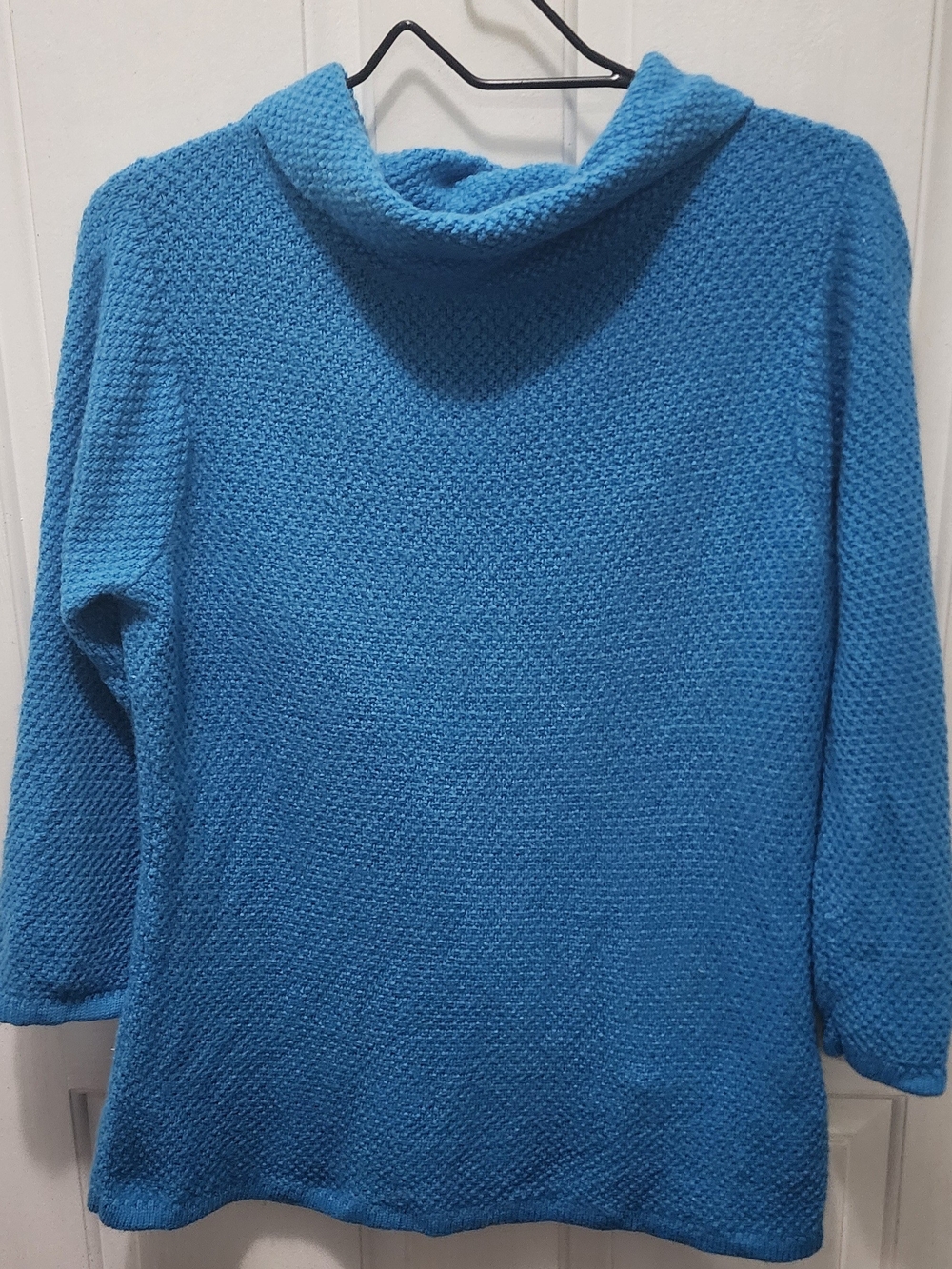 Boden Teal-Blue Textured Cowl Neck Sweater Wool Cotton Blend US 10 UK 14